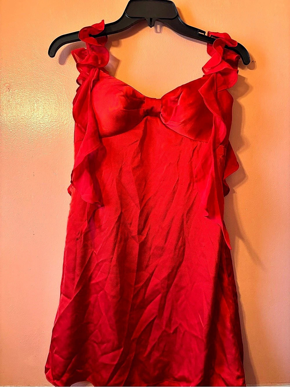 Red Ruffle Mini Dress - Picture 3 of 3